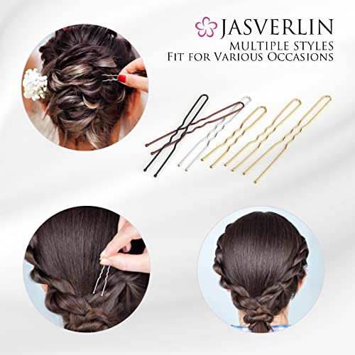 JASVERLIN U Shaped Bobby Hair Pins - 150 Pcs Assorted Sizes