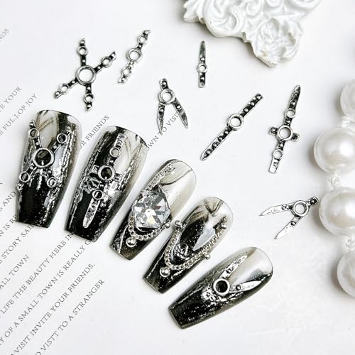 100 Pcs Metallic Punk Belt Nail Charms - 3D Rhinestones for Nail Art