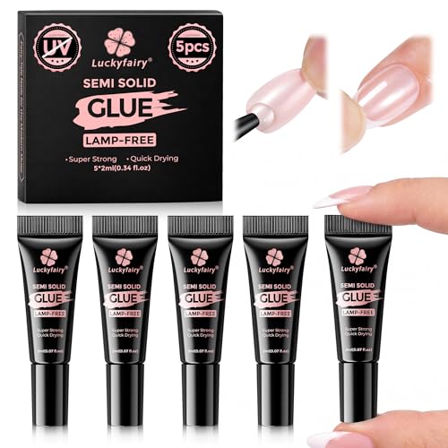 Luckyfairy Super Strong Nail Glue - 5 Pcs Quick-Drying Gel for Press-On Nails