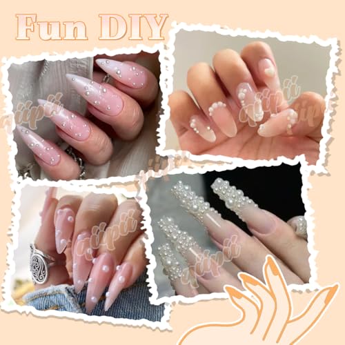 qiipii 51g White Half Pearls Mix for DIY Crafts, 4mm-10mm