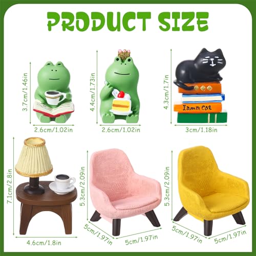 Miniature Frog Figurine Set - 6 Pcs Desk Decor for Frog Lovers