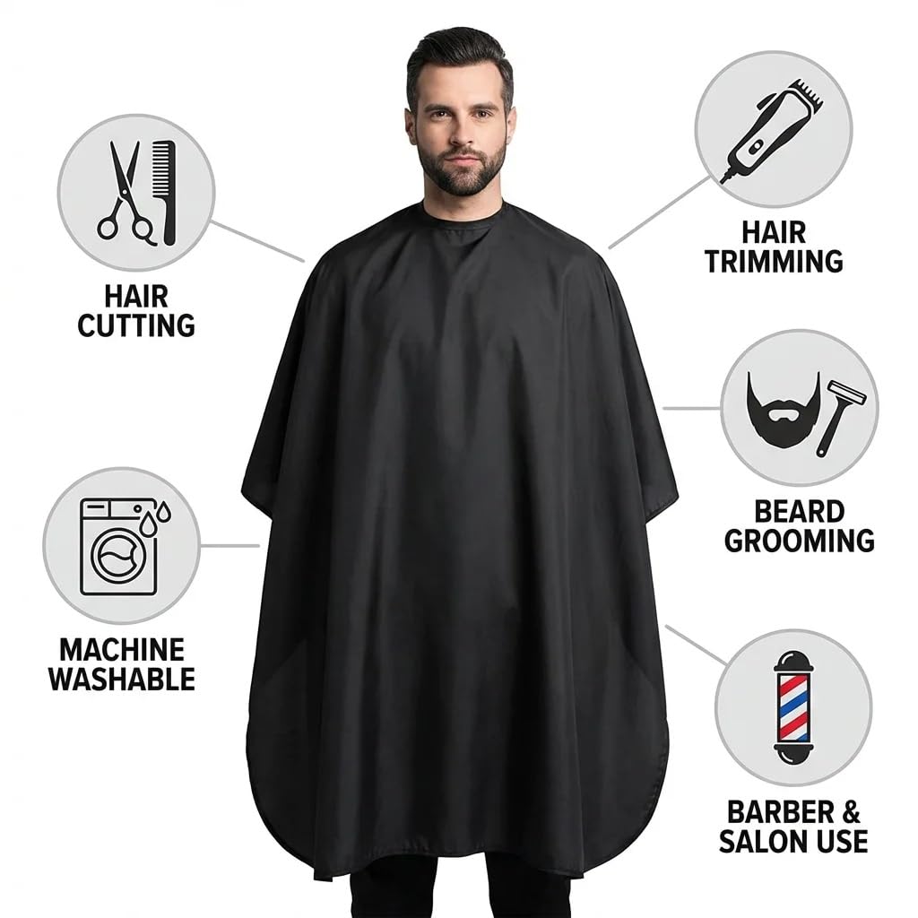 Karlling Large Haircutting Cape - Professional Magic Tape Barber Gown for Men Women, Adjustable Hair Cutting Salon Cape, 59"x45"