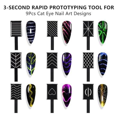 MOLILON Style 1 61Pcs Cat Eye Nail Magnet Kit for DIY Manicure & Salon