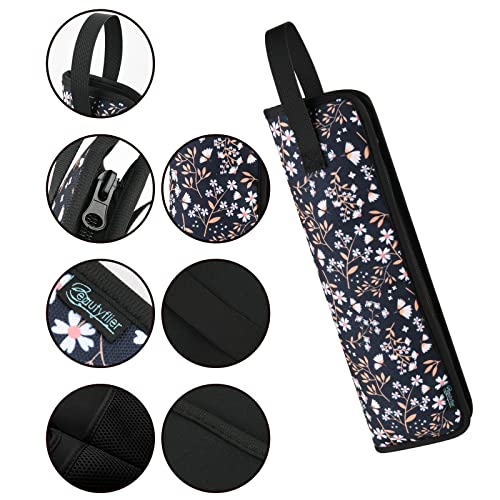 Beautyflier Heat-Resistant Flat Iron Travel Bag - White Flower Print