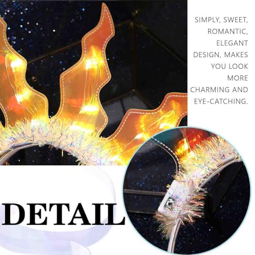Zoestar Yellow Light Up Sun Goddess Headband LED Flame Crown Hair Accessory
