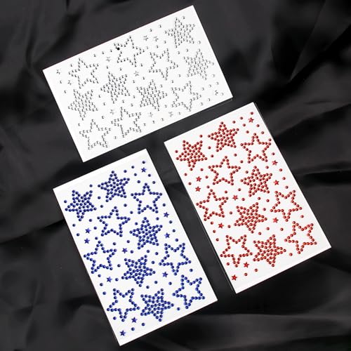 6 Sheets Self-Adhesive Face Gems for 4th of July Makeup