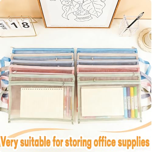 Mesh Storage Bags with Handle - 5-Pack Clear Zipper Pouches