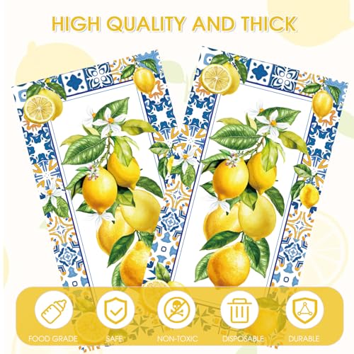 Lemon Disposable Paper Napkins - 100 Pack, 4.3 x 7.8 Inches