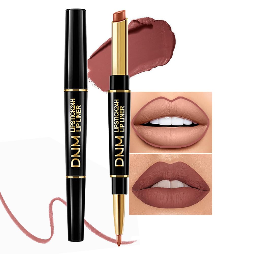 2-in-1 Brown Lip Liner & Lipstick Set for Women - Matte Long-Lasting Waterproof Formula | Perfect Lip Stains Combo