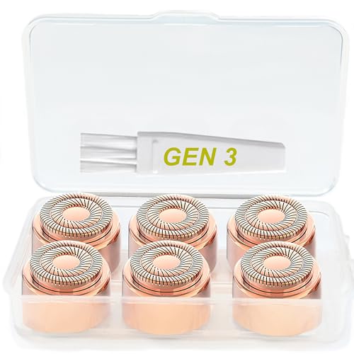 Generation 3 Replacement Heads for Finishing Touch Flawless Facial Hair Remover Gen 3 - Double Precision Enhanced Floating Blades Heads for NEW Flawless Gen 3, PACK of 6, w/Storage Case & Clean Brush