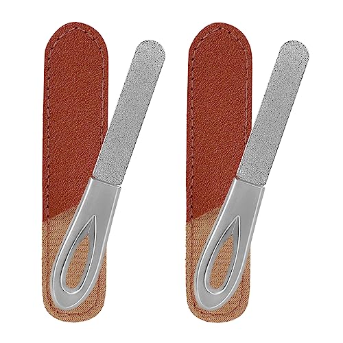 HomeyEra Stainless Steel Nail File Set with Leather Case - 2 Pack