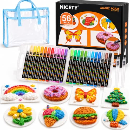 NICETY 56 Pack Magic Foam Texture Painting Kit with Acrylic Pens