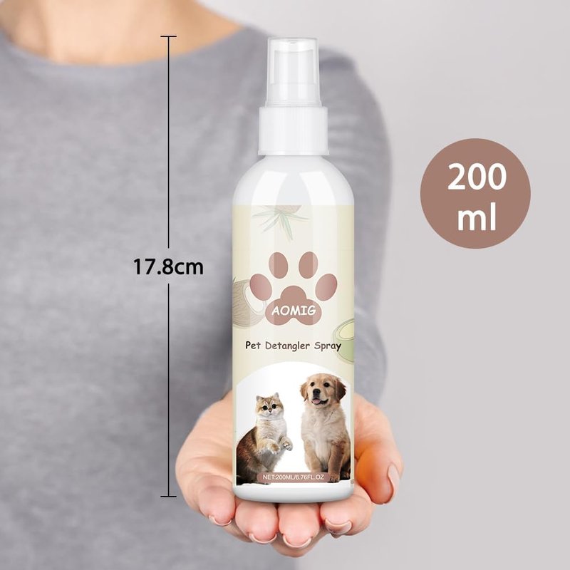 AOMIG Dog Detangler Spray - Natural Leave-In Conditioner for All Coat Types | Coconut Scent, 6.7 Fl Oz