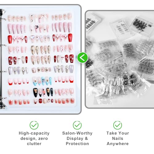 Large Press on Nail Organizer Insert Pages - 6 Sheets PVC Storage