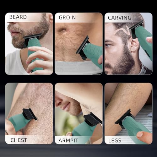 IWEEL Green Professional Beard Trimmer with 12 Guide Combs & LCD Display