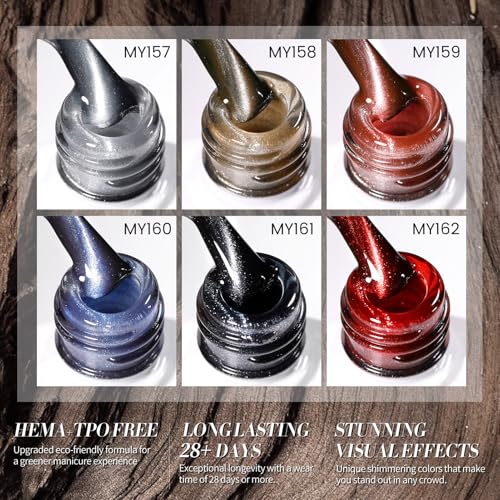 Born Pretty Cat Eye Gel Nail Polish Set - 6 Color Holographic Glitter Kit