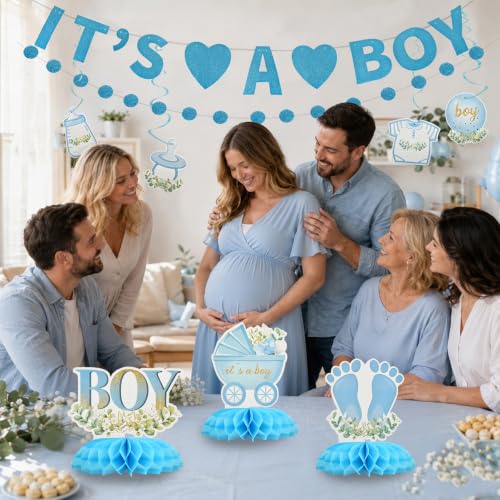 It's a Boy Baby Shower Decorations - 9-Piece Light Blue Set