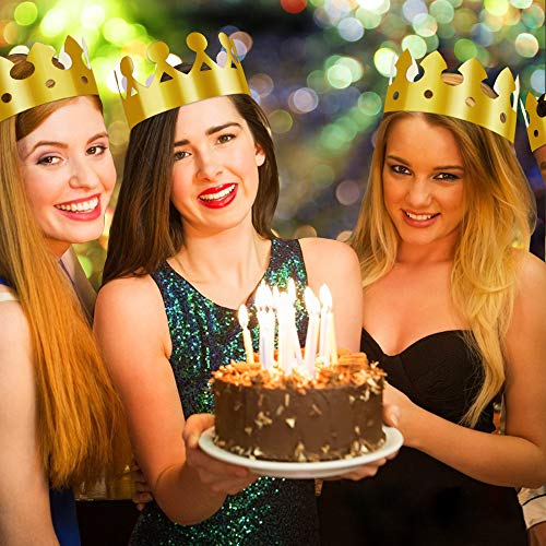 Aniann Gold Paper Crowns - Adjustable for Kids & Adults - 28 Pack