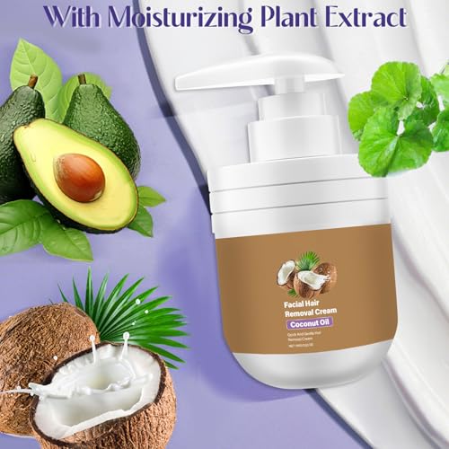 ROSINO Coconut Oil Facial Hair Removal Cream, Facial Hair Removal Cream for Women, ROSINO Facial Depilatory Creams, Coconut Oil Based Gentle Body Hair Remover Creams for Smooth Skin