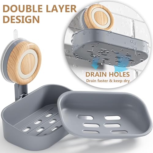 Wall-Mounted Double Layer Soap Dish - 2 Pack Suction Cup Holder