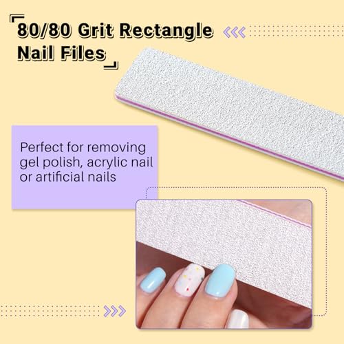 TsMADDTs 20-Piece 80/80 Grit Nail File Set Double Sided Emery Boards - White