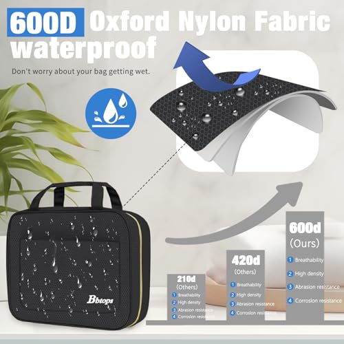Bbtops Black Large Hanging Toiletry Bag for Women - Water-Resistant Makeup Organizer