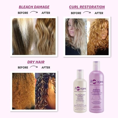 Aphogee Hair Care Double Bundle ? Two-Step Protein Treatment (4 fl oz) & Balancing Moisturizer (8 fl oz)