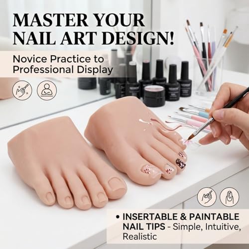 Medium Skin Color Fake Foot Model for Nail Art Practice