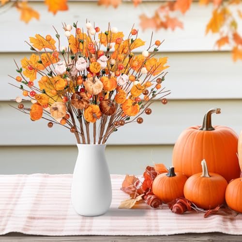 8Pcs Fall Artificial Flower Pumpkin Picks - Autumn Table Decor