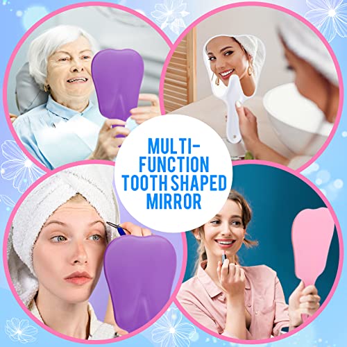 6 Tooth Shaped Handheld Mirrors - Cute Portable Makeup Tools