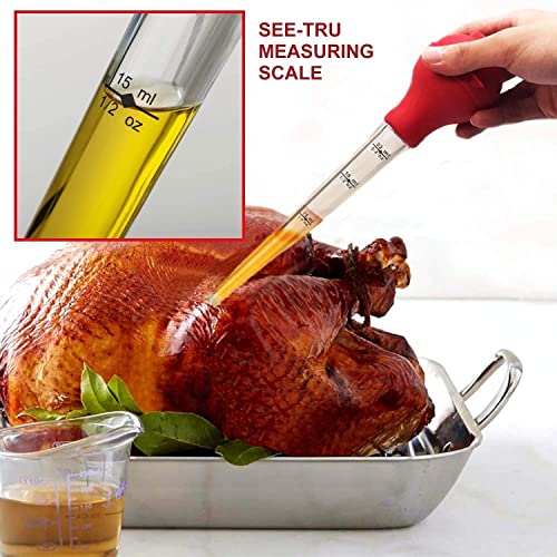 Silicone Turkey Baster Set with Marinade Injector Needles & Brush