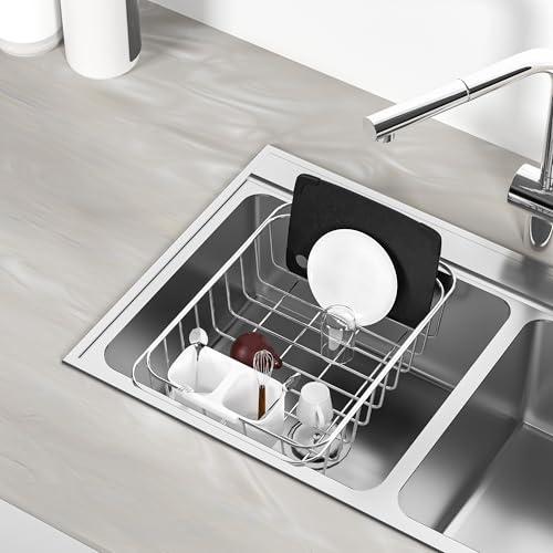 SANNO Hanging Utensil Holder Caddy with Dual Compartments - White