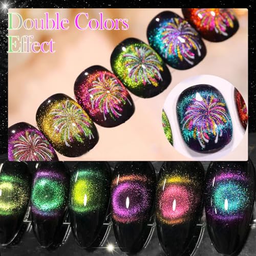 YEPYEPGO 9D Cat Eye Gel Nail Polish Set - 12 Colors with Magnet Stick
