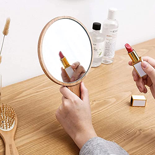 TOF&HAMY Handheld Mirror with Wooden Frame - Makeup Mirror B