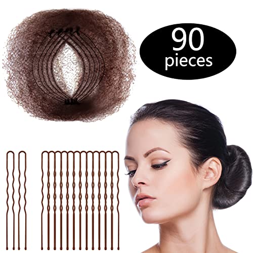 Zonon 50Pcs Hair Nets with 40Pcs U Shaped Pins for Ballet