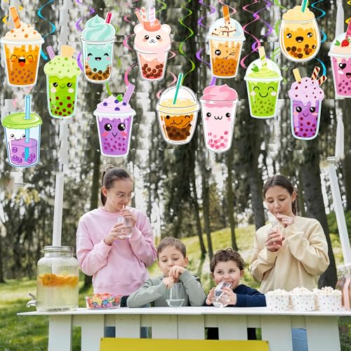 Bubble Tea Hanging Swirls - 20pcs Boba Tea Party Decorations
