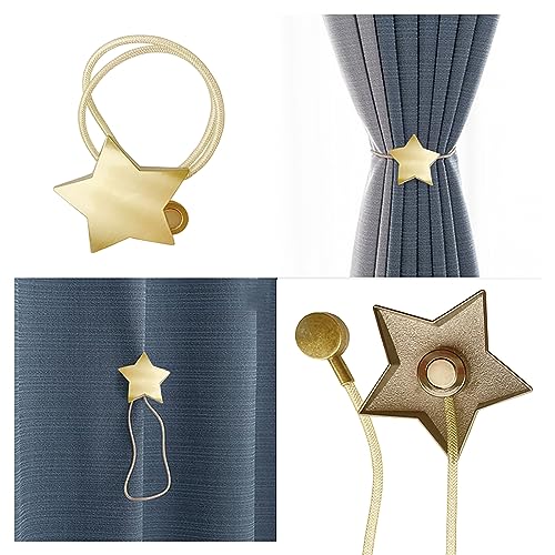 Magnetic Gold Moon & Star Curtain Tiebacks - 1 Pair Decorative Holdbacks