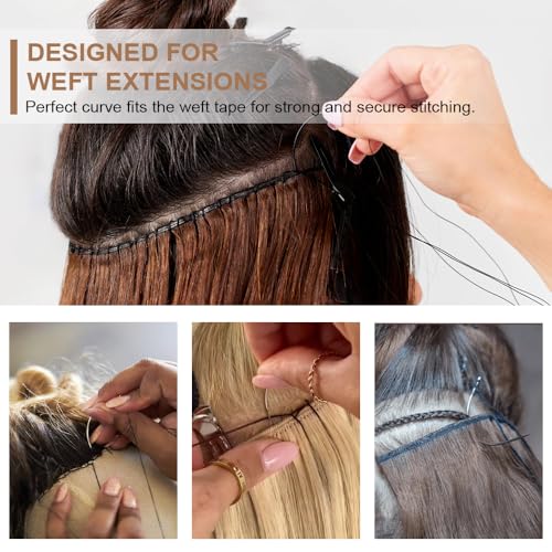 Lanshii 10Pcs Gold Curved Needles for Wig Making & Hair Extensions