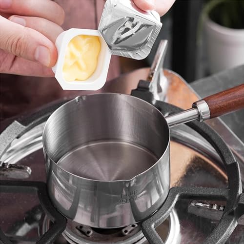Kloahmo 8.5 oz Stainless Steel Mini Butter & Milk Warmer with Dual Spouts