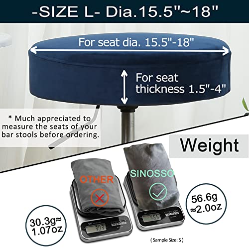 SINOSSO Velvet Bar Stool Cover - Washable Stretchy Dustproof (15.5-18" Diameter, Navy)
