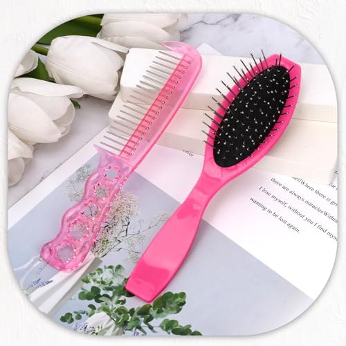 Pink Wig Brush Set - 2 PCS Detangling Brushes for Synthetic Wigs
