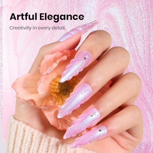 Beetles Nebula Pink Glow Gel Nail Polish 15ml - Iridescent Thread Effect