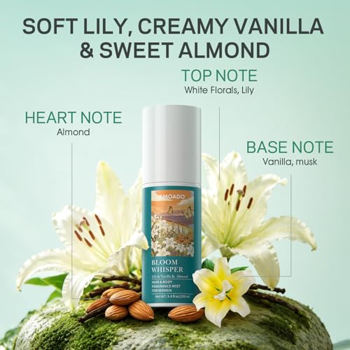 Hair & Body Perfume Mist Set for Women, Fresh Fragrance Spray for Hair & Skin & Fabric, Lightweight Long Lasting Travel Size Women's Fragrances Trio Gift Set (Fruity & Floral & Coconut Milk Scents)