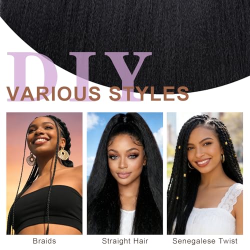 AMUMI Pre-Stretched Braiding Hair Extensions - 18 Inch Synthetic Fiber (8 Pack)