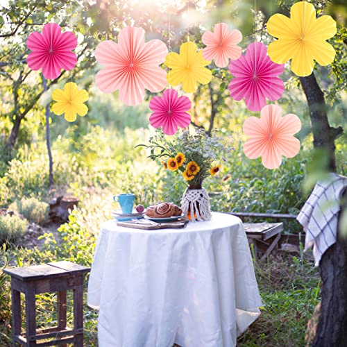 Easy Joy Pink Paper Flowers Wall Decorations - Set of 9 Fans