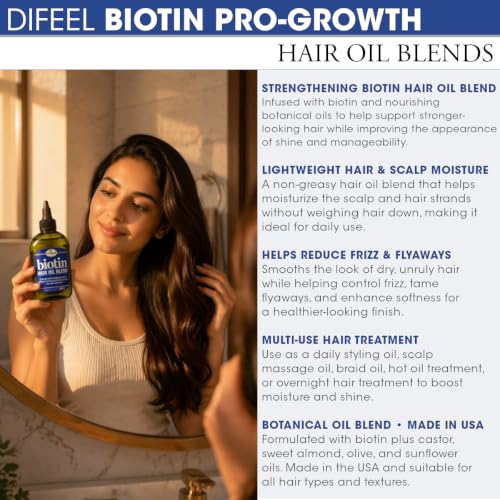 Difeel Biotin Hair Oil Blend, Strengthening Hair Treatment - 7.1 oz, 2 Pack