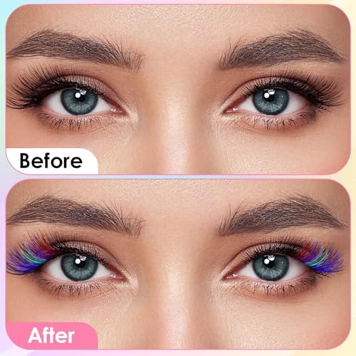 Wanmu Multicolor 240 Pcs Fairy Colored Lash Extensions Clusters 3D False Eyelashes DIY Kit
