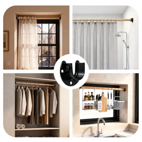 Stainless Steel Closet Rod Holders - Adjustable Bracket Set, 4 Pack