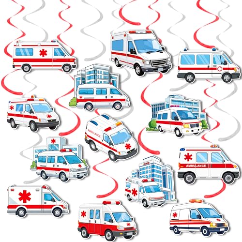 20-Piece Ambulance Hanging Swirls for EMT Party Decorations