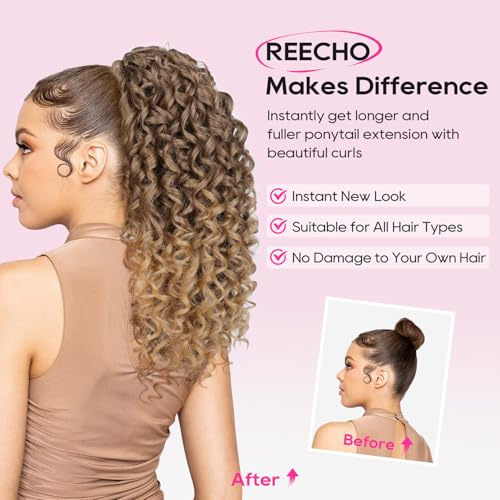 REECHO 14 Inch Curly Claw Clip Ponytail Extension - Natural Black